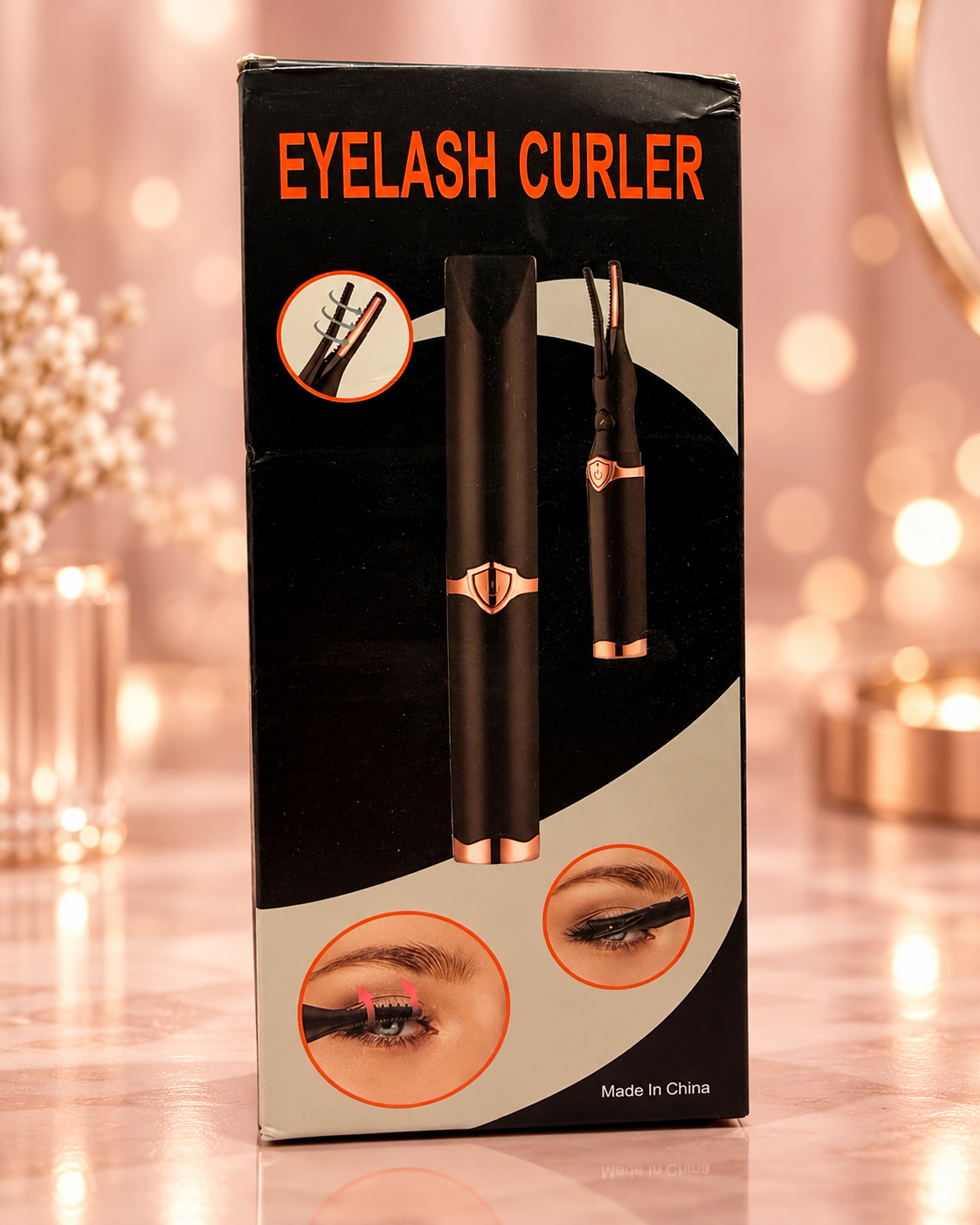USB Rechargeable Heated Eyelash Curler | Electric Lash Lifter & Curling Wand – Black & Rose Gold