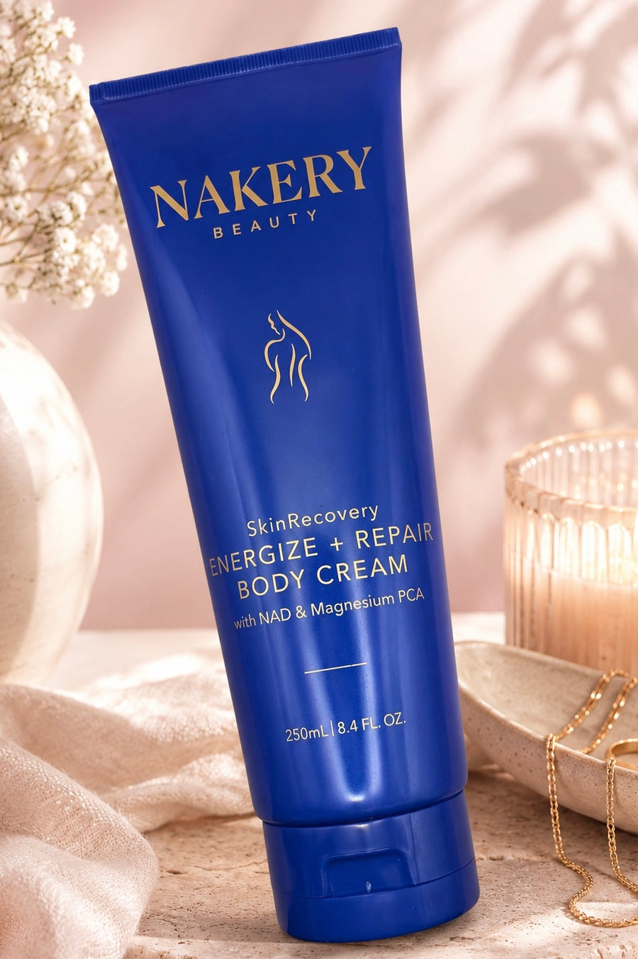 Nakery Beauty SkinRecovery Energize + Repair Body Cream
With NAD & Magnesium PCA | 8.4 fl. oz. (250 mL)