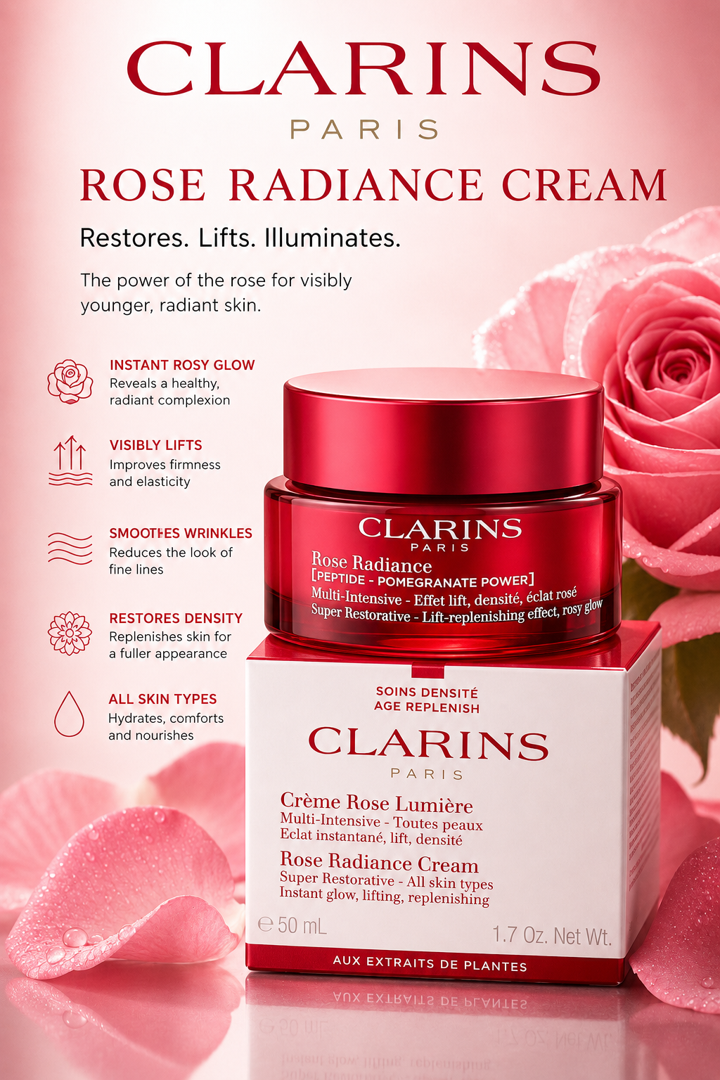Clarins Rose Radiance Cream (50 mL / 1.7 oz)