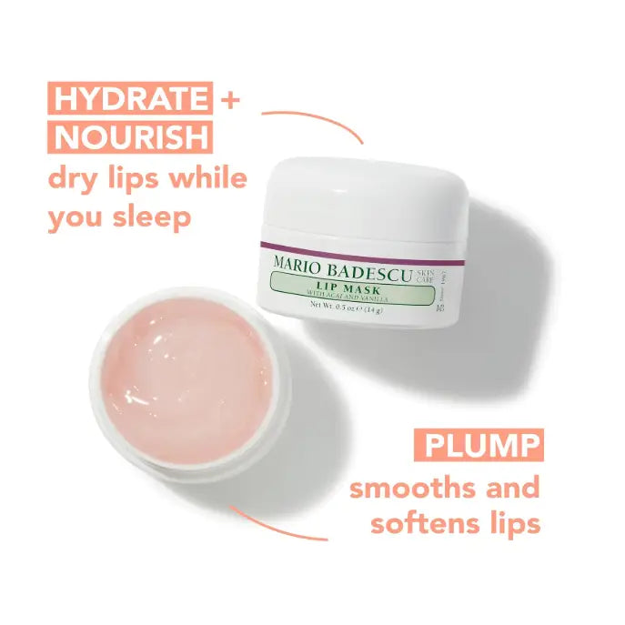 Mario Badescu Lip Mask with Acai & Vanilla – Deep Hydrating Overnight Lip Treatment – 0.5 oz