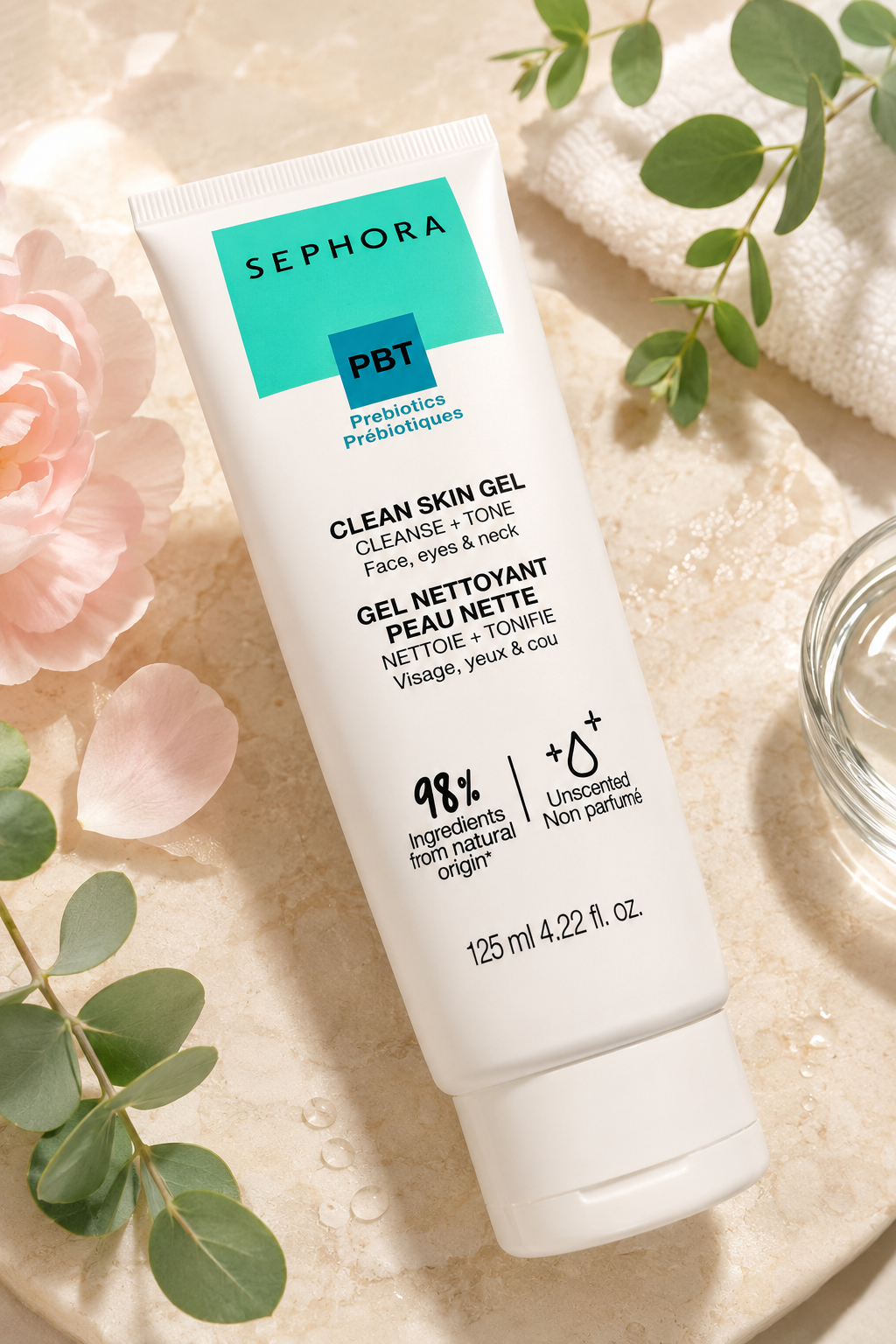 Sephora Collection PBT Clean Skin Gel Cleanser with Prebiotics | Unscented Face Cleanser | 98% Natural Origin | 4.22 fl oz (125 mL)
