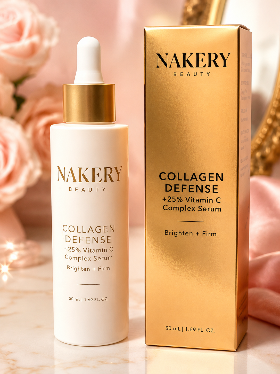 NAKERY Beauty Collagen Defense +25% Vitamin C Complex Serum 1.69 oz | Brightening & Firming Facial Serum