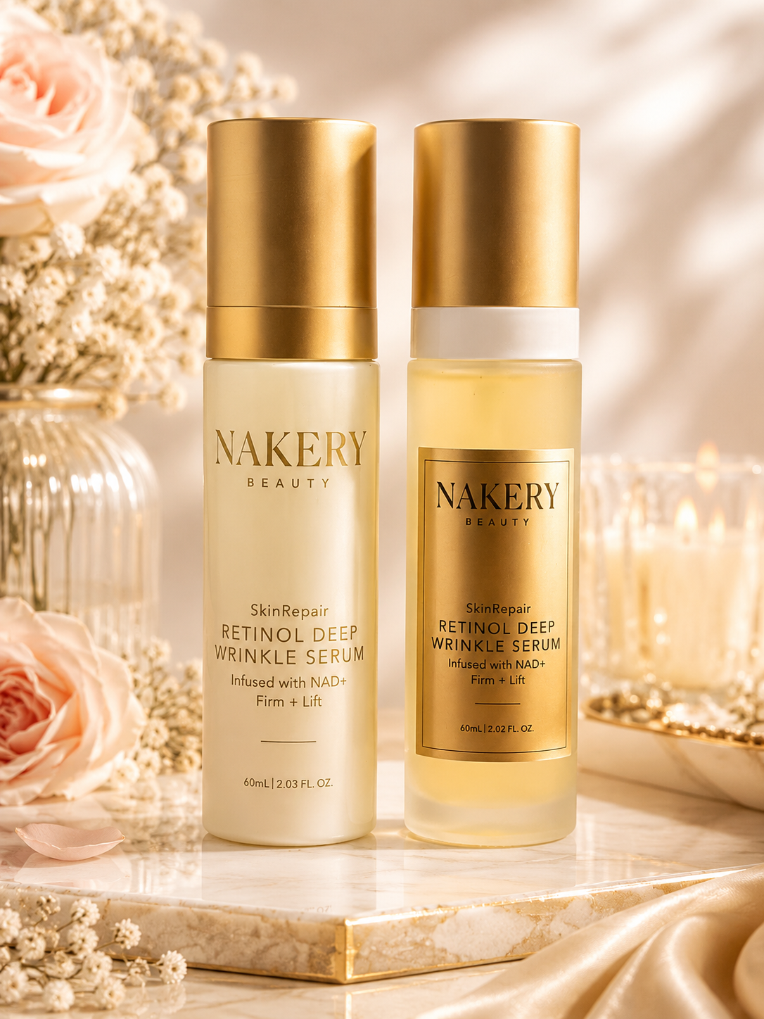 Nakery Beauty SkinRepair Retinol Deep Wrinkle Serum with NAD+ | Firm + Lift Anti-Aging Facial Serum | 2.03 oz (60 mL)