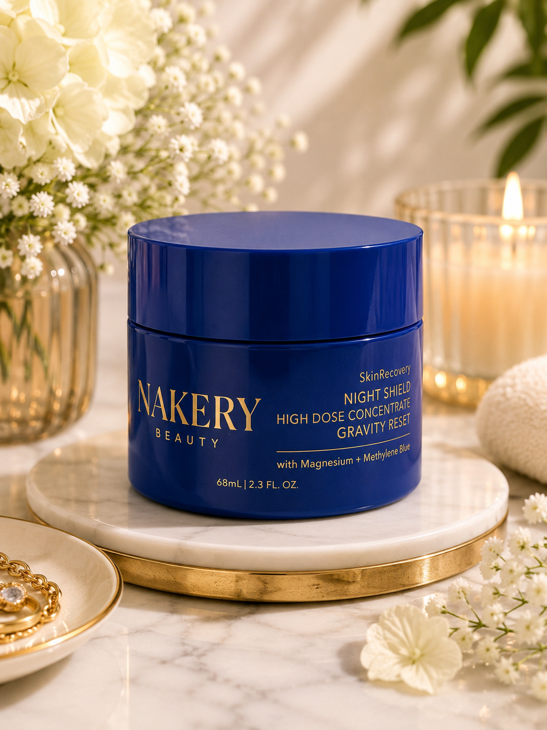 Nakery Beauty SkinRecovery Night Shield High Dose Concentrate | Overnight Firming & Gravity Reset Moisturizer with Magnesium | 2.3 oz