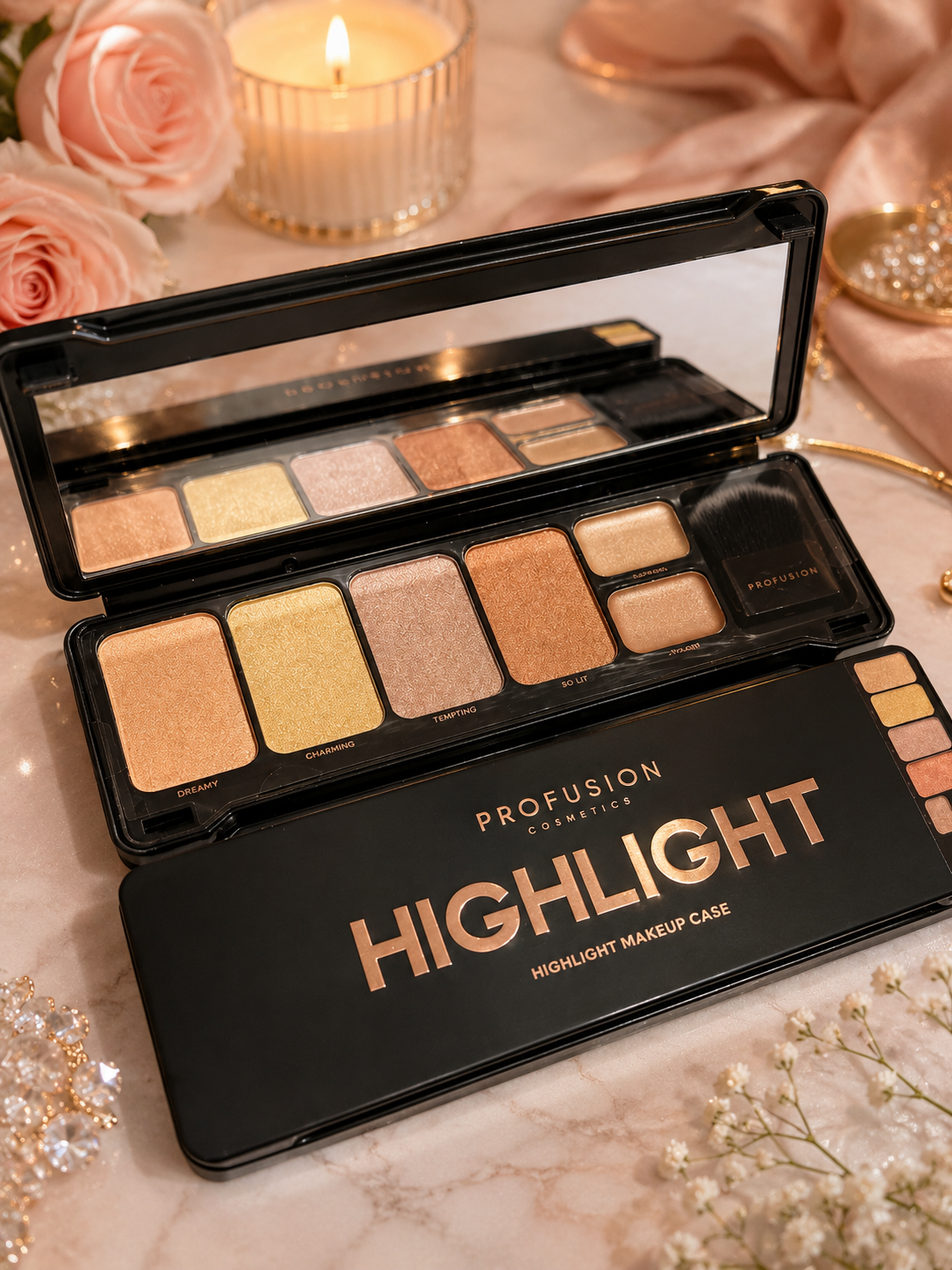 Profusion Cosmetics Highlight Makeup Case – Multi-Shade Highlighter Palette