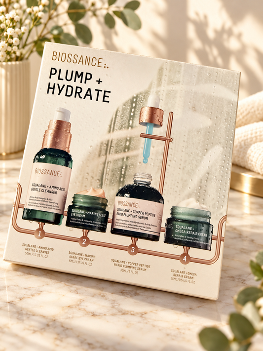 Biossance Plump + Hydrate 4-Piece Skincare Set with Copper Peptide Serum