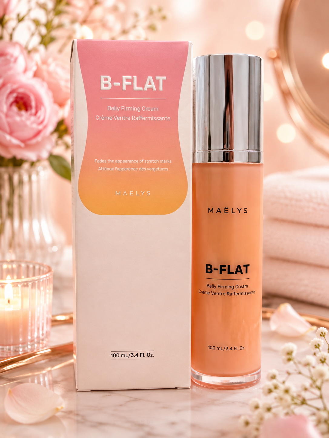 MAËLYS B-FLAT Belly Firming Cream 3.4 oz | Smoothing & Stretch Mark Body Cream