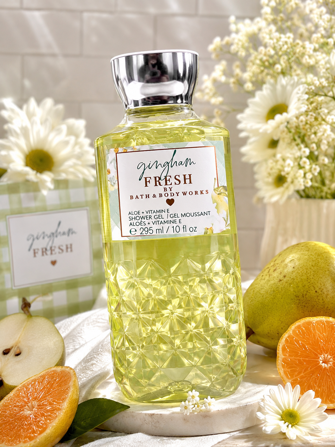 Bath & Body Works Gingham Fresh Shower Gel 10 oz | Aloe + Vitamin E | Fresh Fruity Floral Body Wash