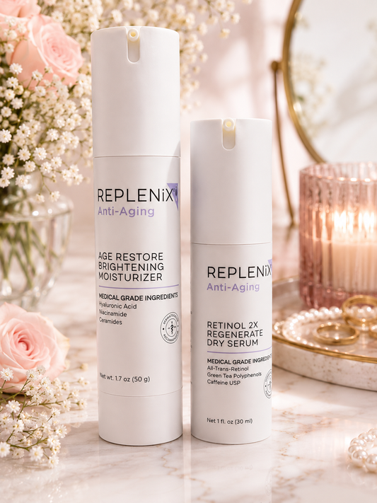 REPLENIX Anti-Aging Skincare Duo | Age Restore Brightening Moisturizer + Retinol 2X Regenerate Serum