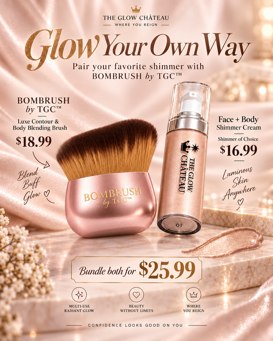 Glow Your Own Way Bundle – Face + Body Shimmer Cream + BOMBRUSH by TGC™