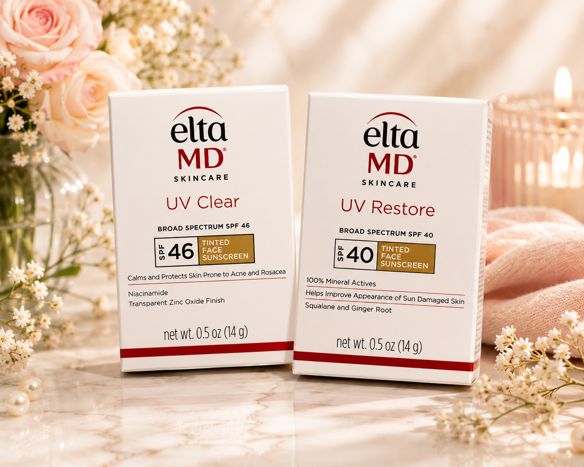 EltaMD Tinted Sunscreen Mini Duo | UV Clear SPF 46 + UV Restore SPF 40, 0.5 oz Each