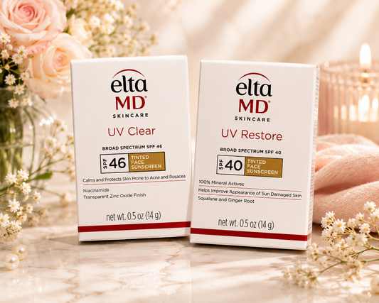 EltaMD Tinted Sunscreen Mini Duo | UV Clear SPF 46 + UV Restore SPF 40, 0.5 oz Each