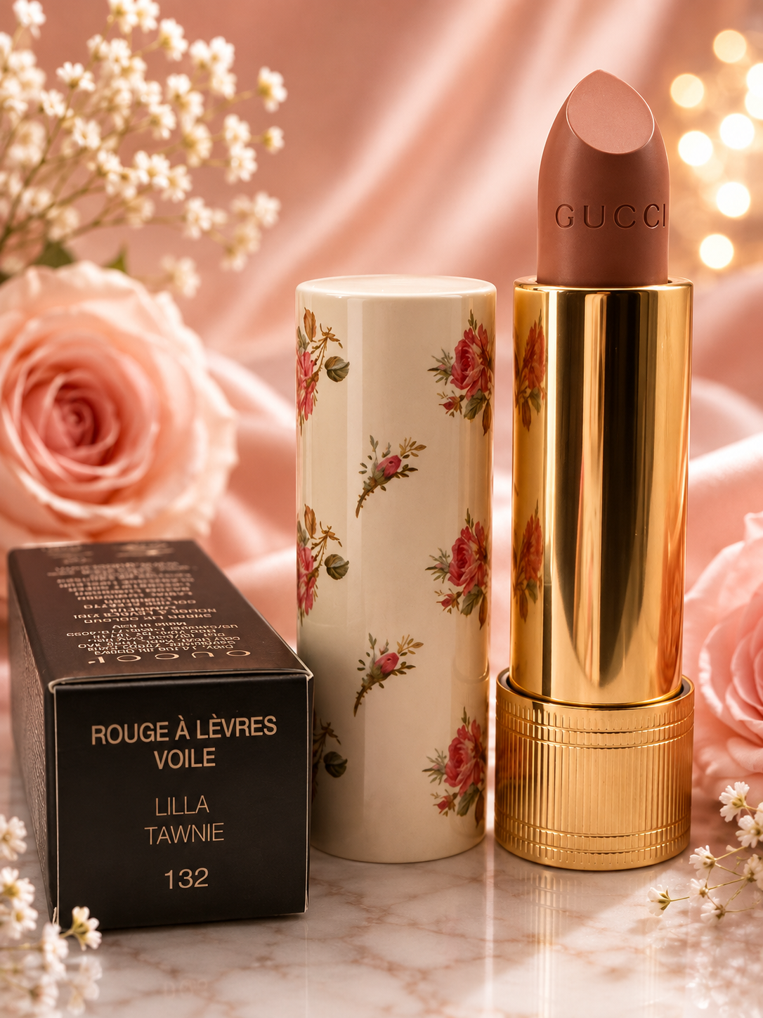 Gucci Rouge à Lèvres Voile Lipstick 132 Lilla Tawnie | Sheer Luminous Designer Lipstick