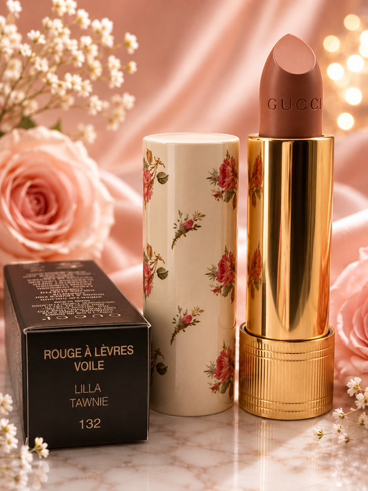 Gucci Rouge à Lèvres Voile Lipstick 132 Lilla Tawnie | Sheer Luminous Designer Lipstick