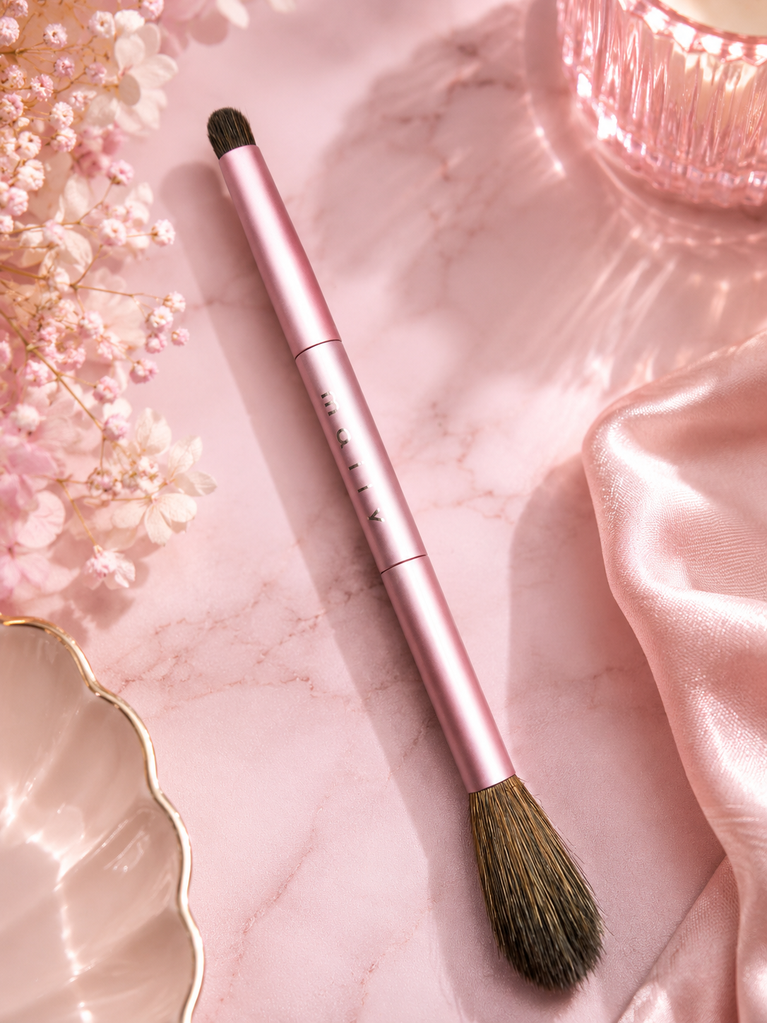 Mally Beauty Dual-Ended Eyeshadow & Blending Brush – Pink Makeup Brush