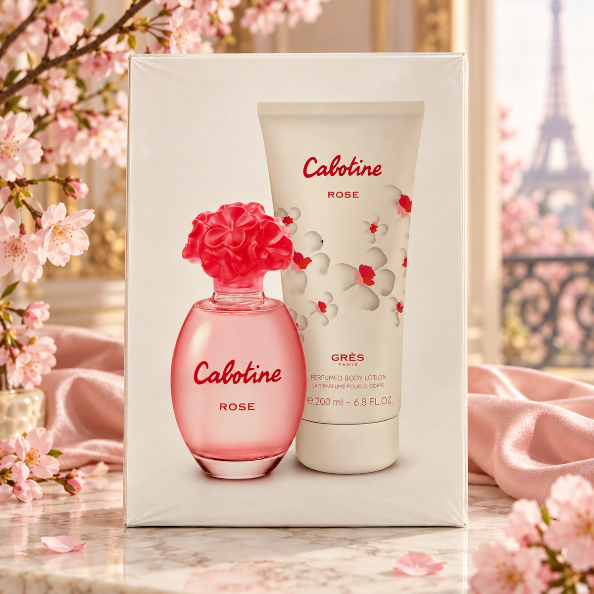 Cabotine Rose by Grès Women’s Gift Set – 3.4 oz EDT + 6.8 oz Body Lotion