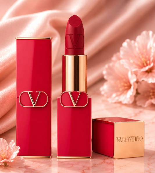 VALENTINO Go-Clutch Bag with Refillable Finishing Powder and MiniRosso Lipstick