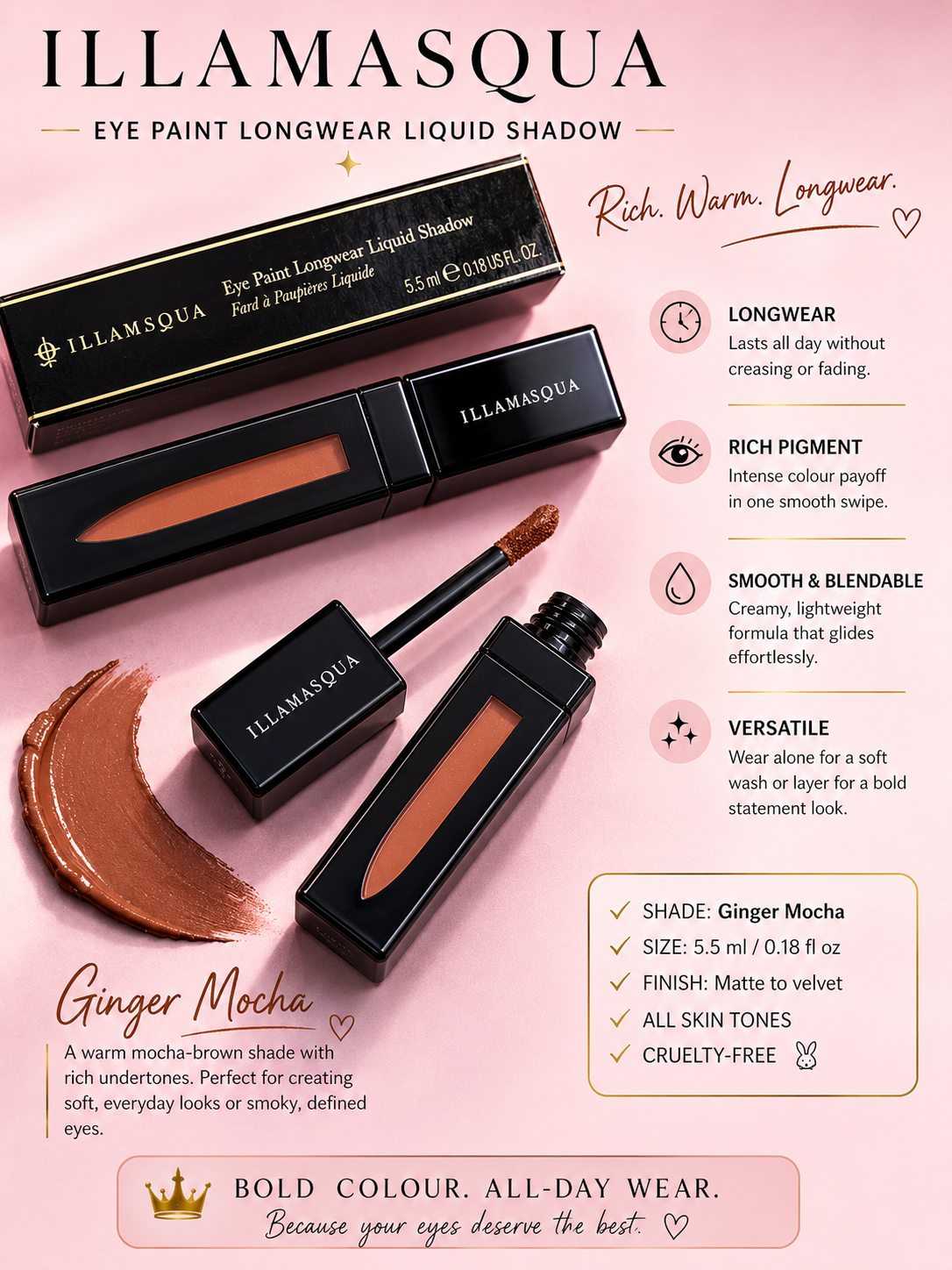 ILLAMASQUA Eye Paint Longwear Liquid Shadow – Ginger Mocha