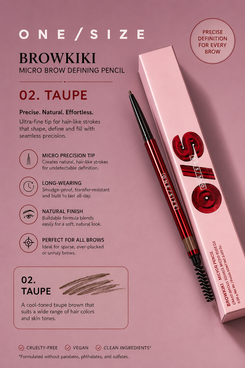 ONE/SIZE BrowKiki Micro Brow Defining Pencil – Shade 02 Taupe