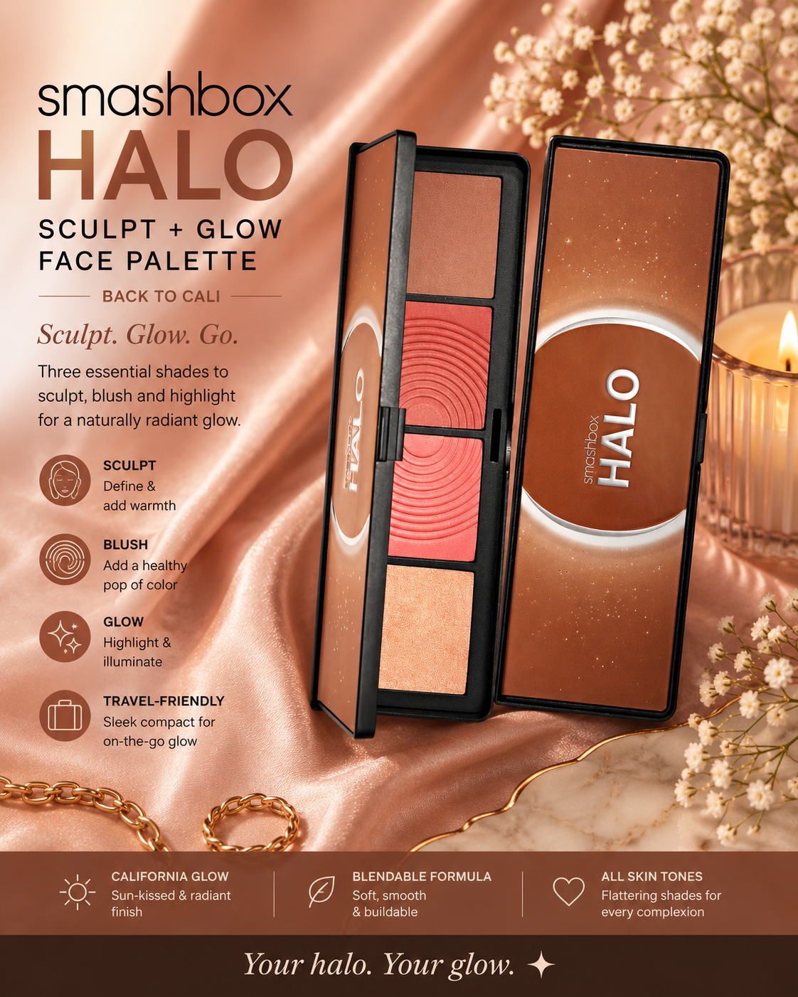 Smashbox Halo Sculpt + Glow Face Palette
Shade: Back to Cali