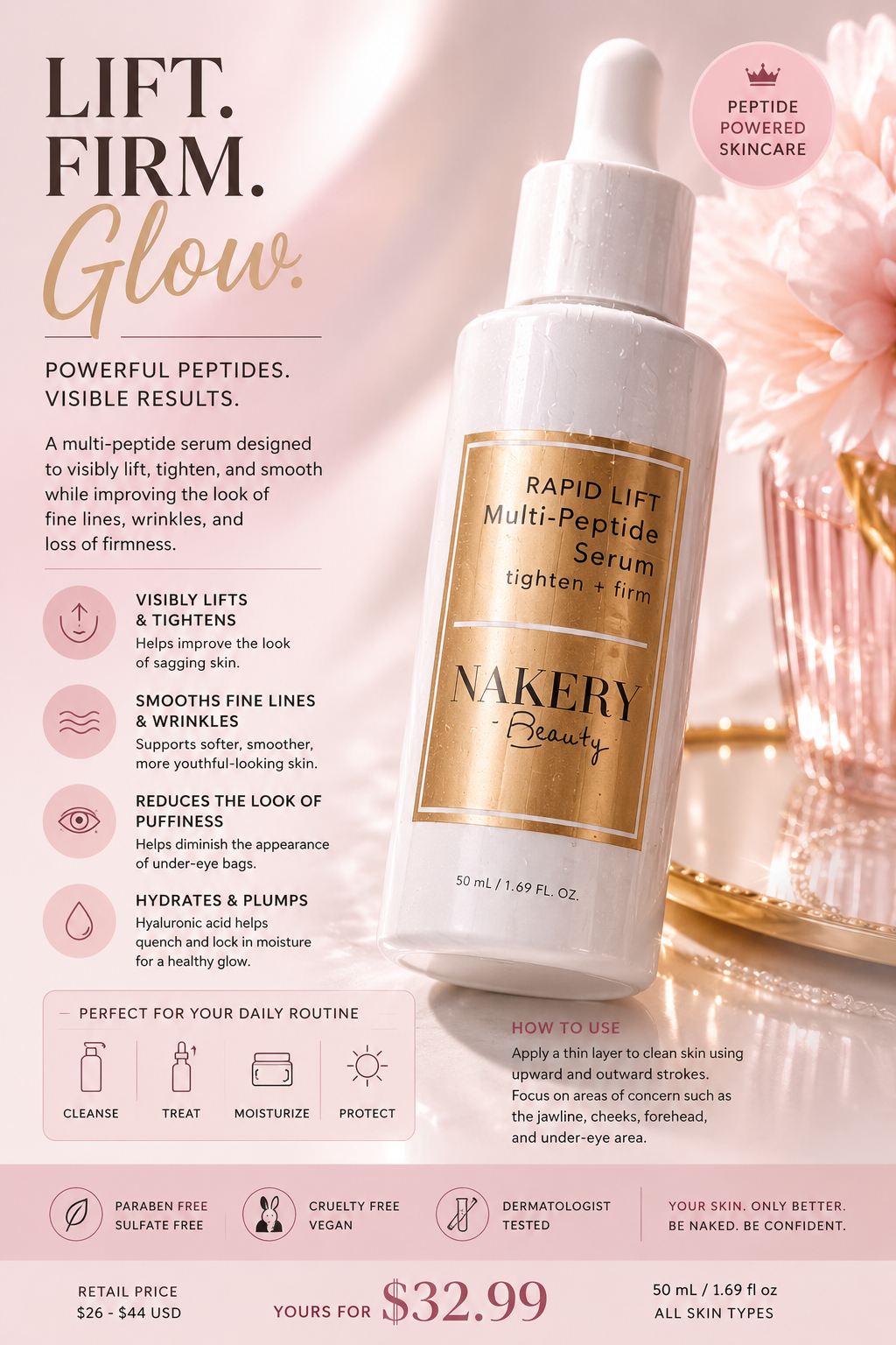 Nakery Beauty Rapid Lift Multi-Peptide Serum (50 mL / 1.69 fl oz)