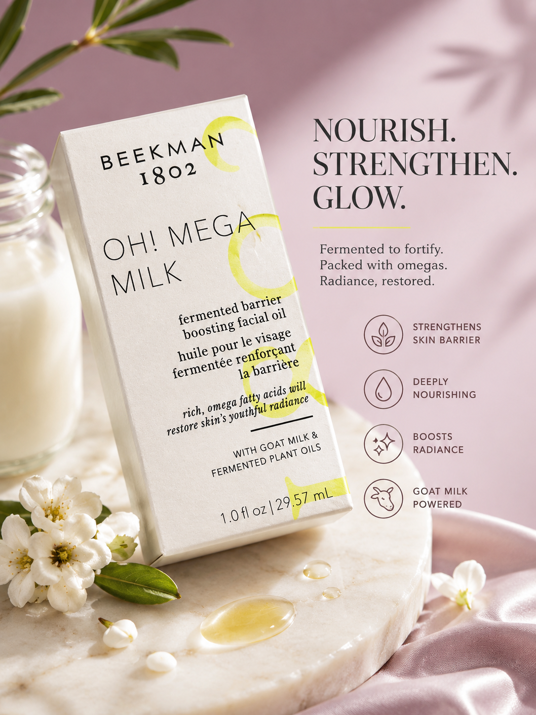 Beekman 1802 Oh! Mega Milk Fermented Barrier Boosting Facial Oil (1 fl oz / 29.57 mL)
