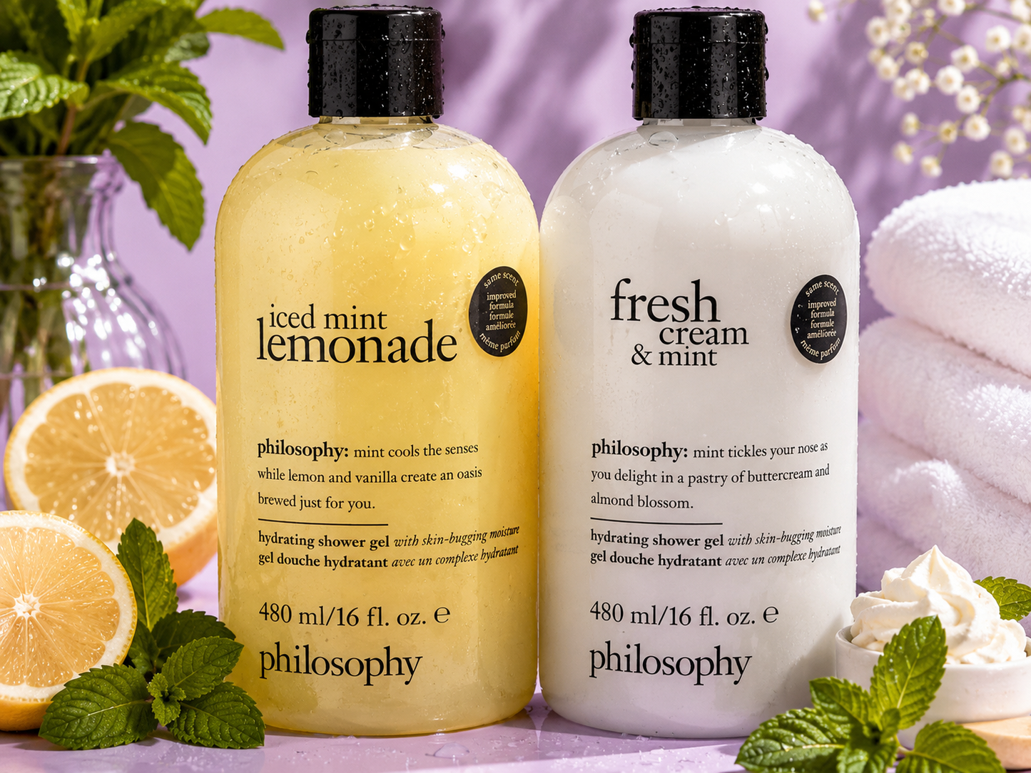 Philosophy Hydrating Shower Gel Collection
Iced Mint Lemonade & Fresh Cream & Mint 16 fl oz / 480 ml