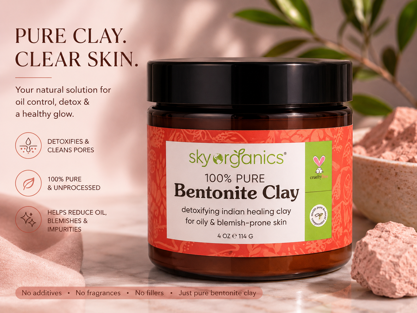 Sky Organics 100% Pure Bentonite Clay (4 oz)