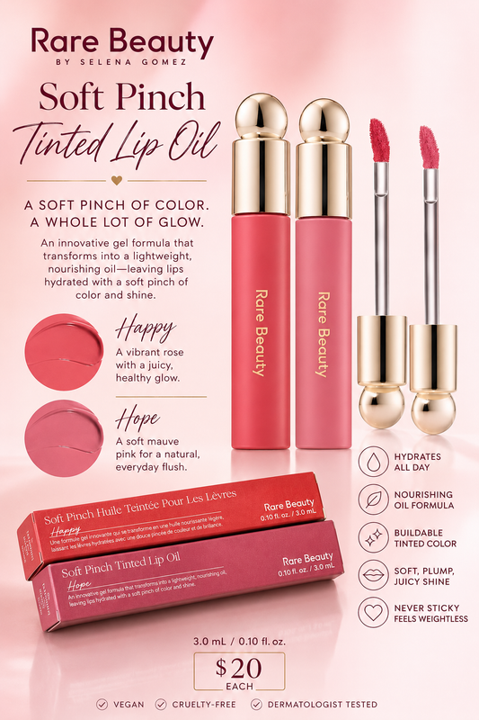 Rare Beauty Soft Pinch Tinted Lip Oil – Happy & Hope (Bundle of 2)