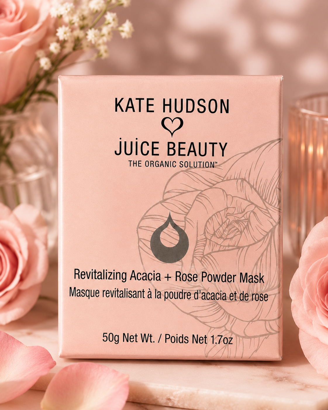 Kate Hudson x Juice Beauty Revitalizing Acacia + Rose Powder Mask – Organic Exfoliating & Brightening Face Mask – 1.7 oz