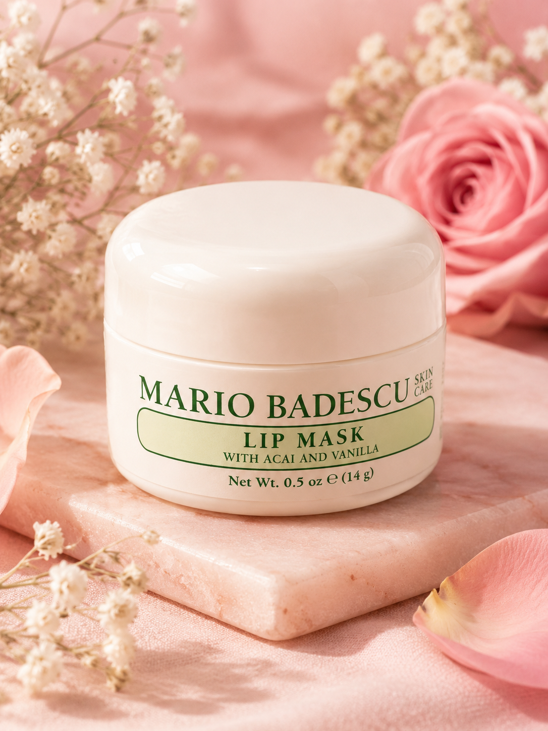 Mario Badescu Lip Mask with Acai & Vanilla – Deep Hydrating Overnight Lip Treatment – 0.5 oz