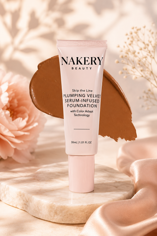 NAKERY Beauty Skip the Line Plumping Velvet Serum-Infused Foundation | Color Adapt Technology | 1.01 fl oz (30 mL)