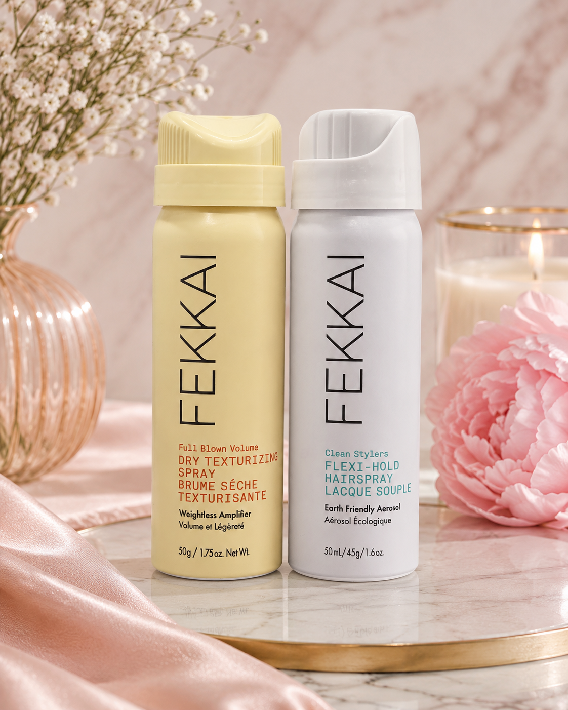 FEKKAI Travel-Size Hair Styling Duo – Dry Texturizing Spray & Flexi-Hold Hairspray Bundle