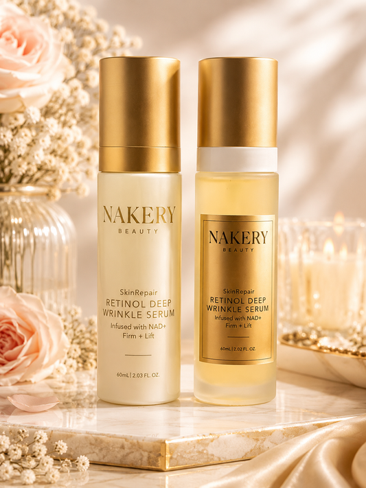 Nakery Beauty SkinRepair Retinol Deep Wrinkle Serum with NAD+ | Firm + Lift Anti-Aging Facial Serum | 2.03 oz (60 mL)