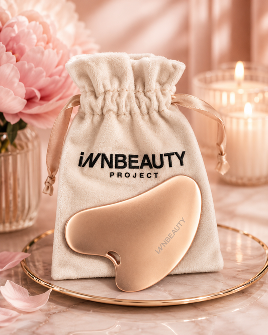 iWNBEAUTY PROJECT Stainless Steel Gua Sha Facial Massage Tool with Luxury Travel Pouch | Sculpt, Depuff & Lift