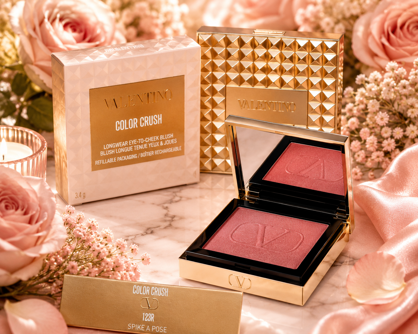 Valentino Beauty Color Crush Longwear Eye-to-Cheek Blush – 100R & 123R