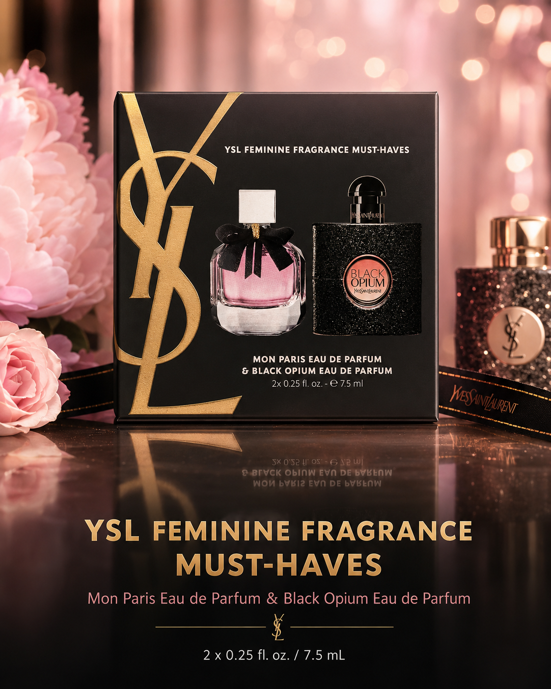 YSL Mon Paris & Black Opium Mini Perfume Gift Set | 2 x 0.25 oz Eau de Parfum