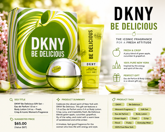 DKNY Be Delicious Eau de Parfum Gift Set | 1 oz Perfume + 3.4 oz Body Lotion