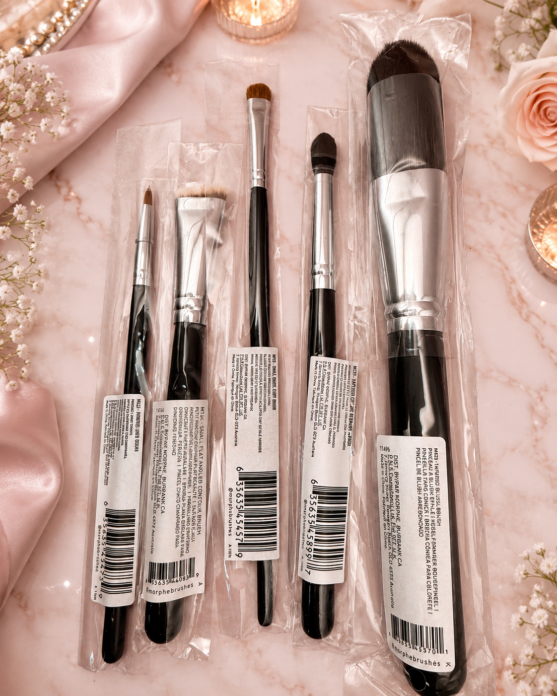Morphe 5-Piece Makeup Brush Bundle – Eye, Contour, Concealer & Blush Brushes | New Sealed
