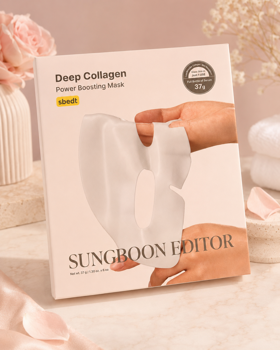 SUNGBOON EDITOR Deep Collagen Power Boosting Overnight Mask – 6 Count | Hydrating Korean Glass Skin Face Mask