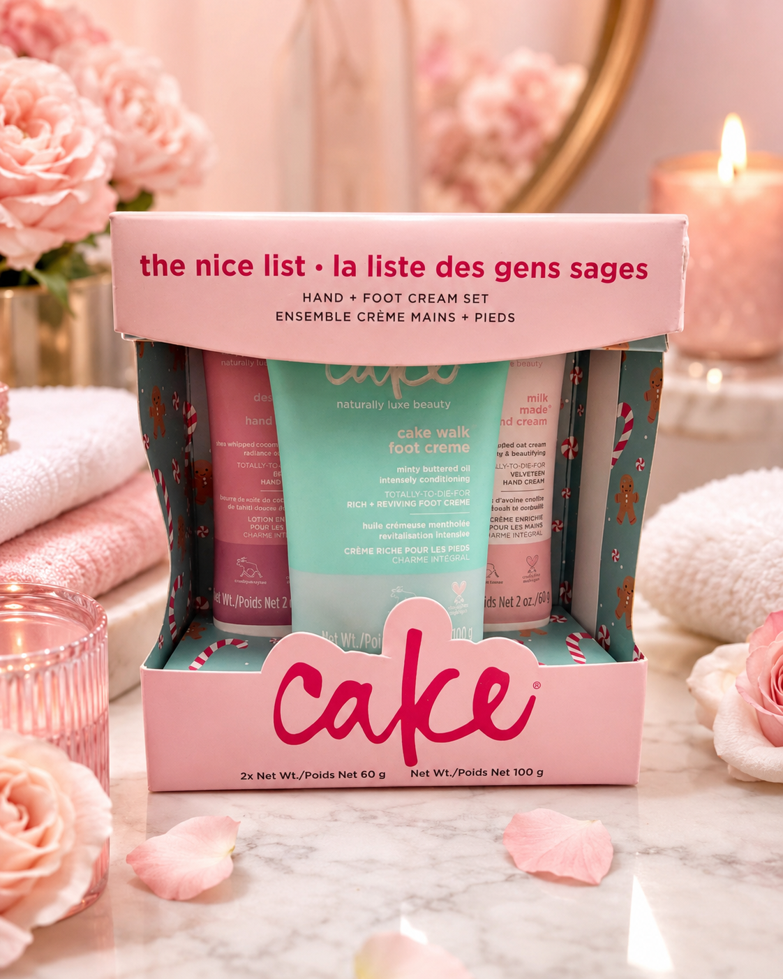 Cake Beauty The Nice List Hand + Foot Cream Gift Set – 3-Piece Holiday Moisturizing Set