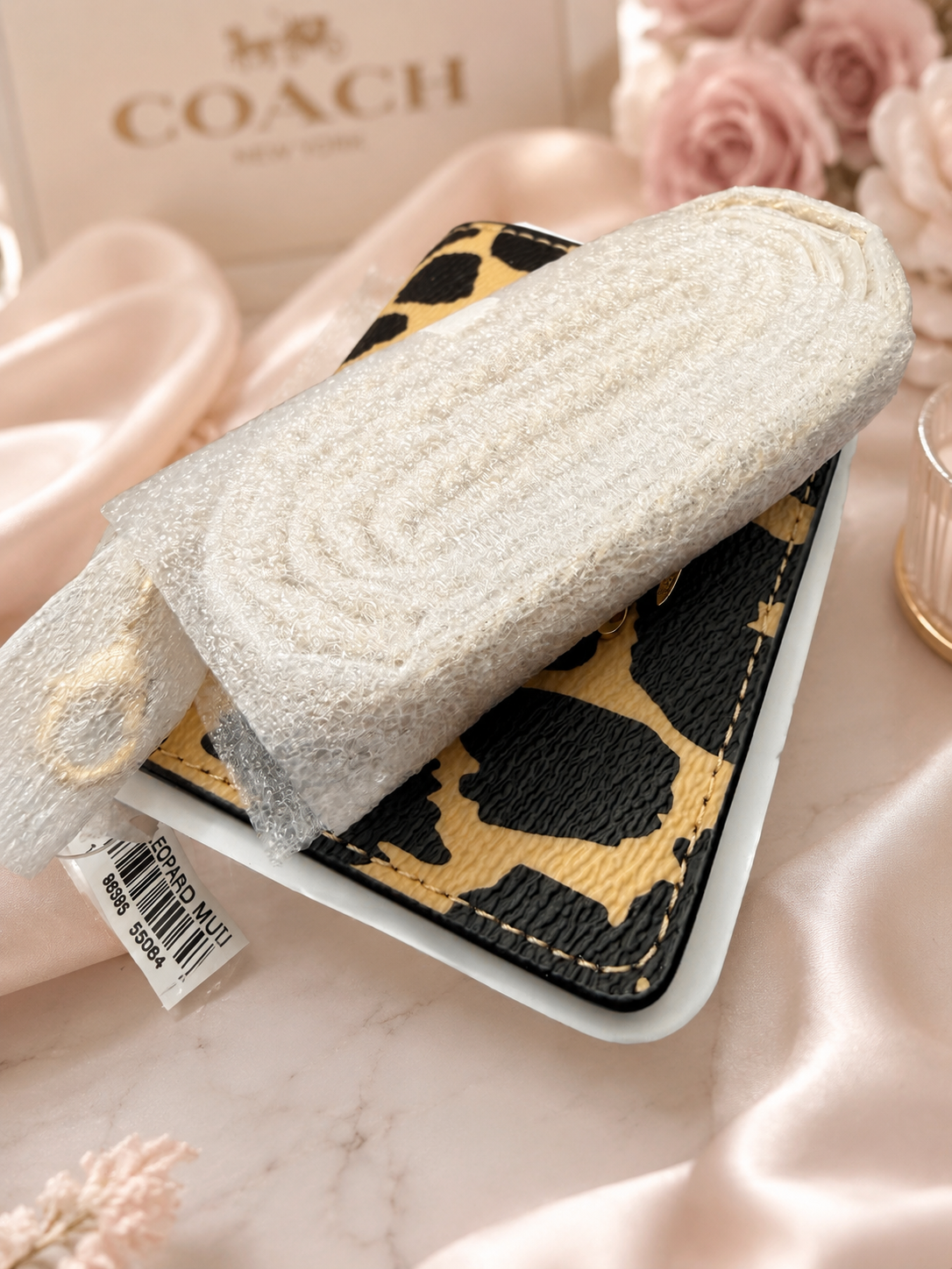 Coach Leopard Print Mini Wallet on a Chain | Tan & Black Animal Print Crossbody Wallet