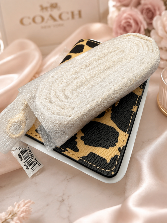 Coach Leopard Print Mini Wallet on a Chain | Tan & Black Animal Print Crossbody Wallet