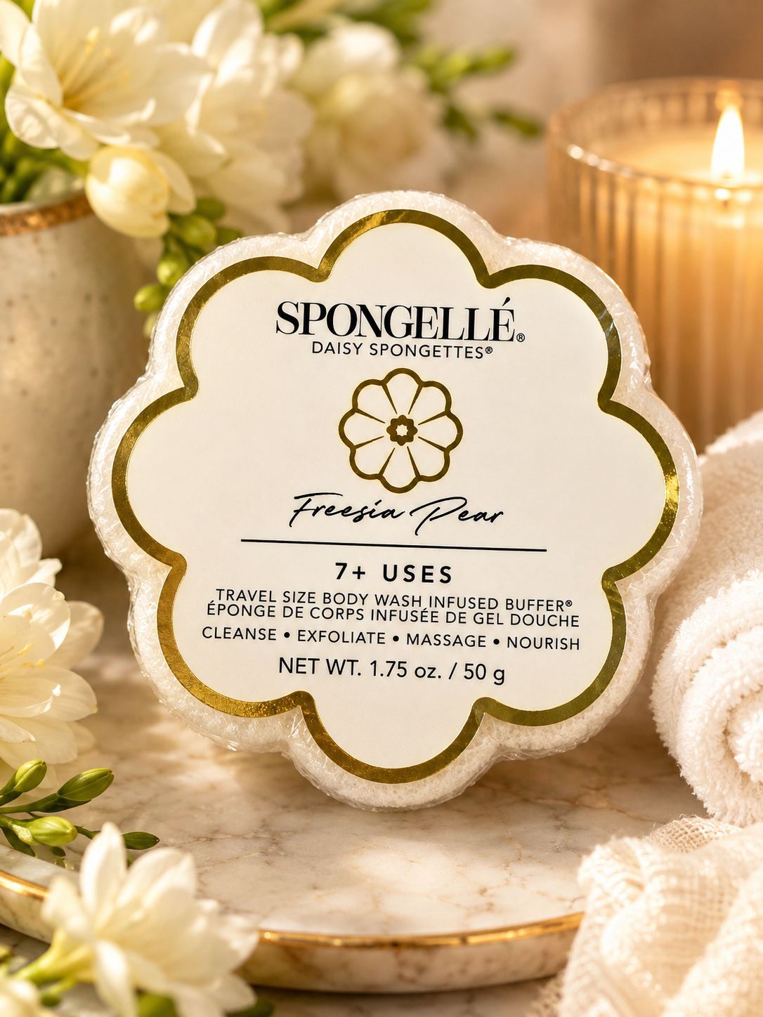 Spongellé Daisy Spongette Travel Body Wash Buffer 1.75 oz | Choose Your Scent