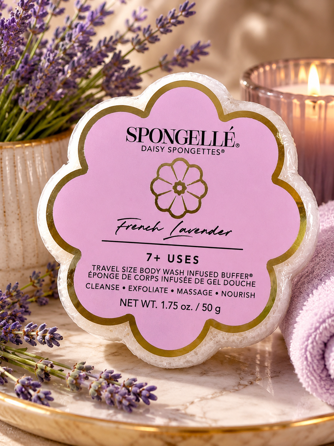 Spongellé Daisy Spongette Travel Body Wash Buffer 1.75 oz | Choose Your Scent