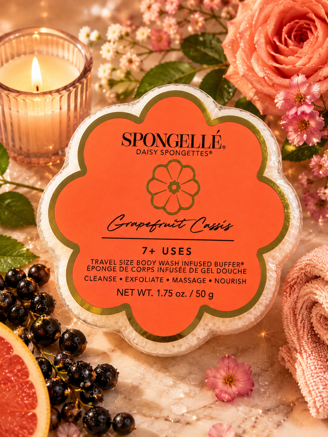 Spongellé Daisy Spongette Travel Body Wash Buffer 1.75 oz | Choose Your Scent