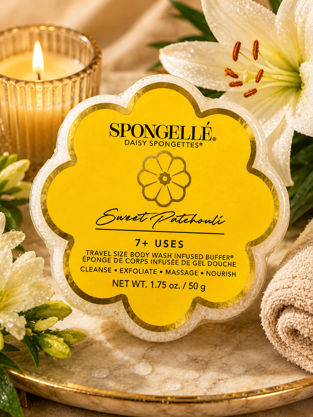 Spongellé Daisy Spongette Travel Body Wash Buffer 1.75 oz | Choose Your Scent